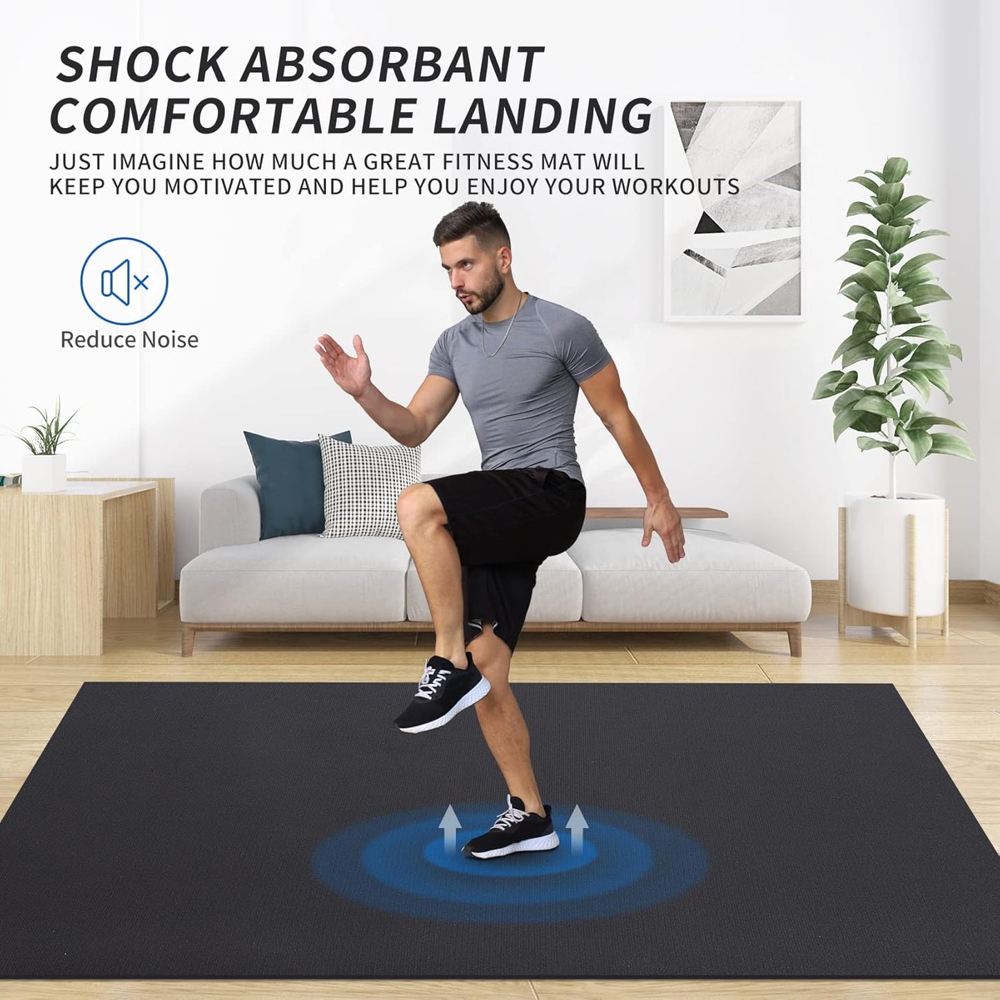 Extra Large Exercise Mat for Home Gym, 8'X4.5'/7'X4.5'/6'X4.5'(7Mm) Workout Mats for Gym Flooring, Non-Slip, Extra Thick Durable Cardio Mat, Ideal for Plyo, Weights, MMA, Jump Rope -Shoe Friendly