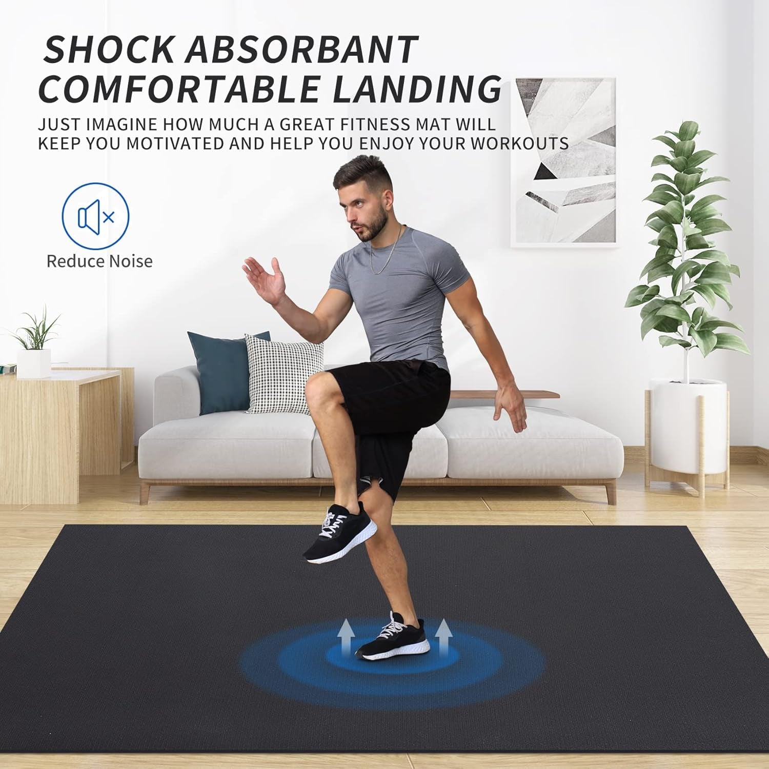 Extra Large Exercise Mat for Home Gym, 8'X4.5'/7'X4.5'/6'X4.5'(7Mm) Workout Mats for Gym Flooring, Non-Slip, Extra Thick Durable Cardio Mat, Ideal for Plyo, Weights, MMA, Jump Rope -Shoe Friendly