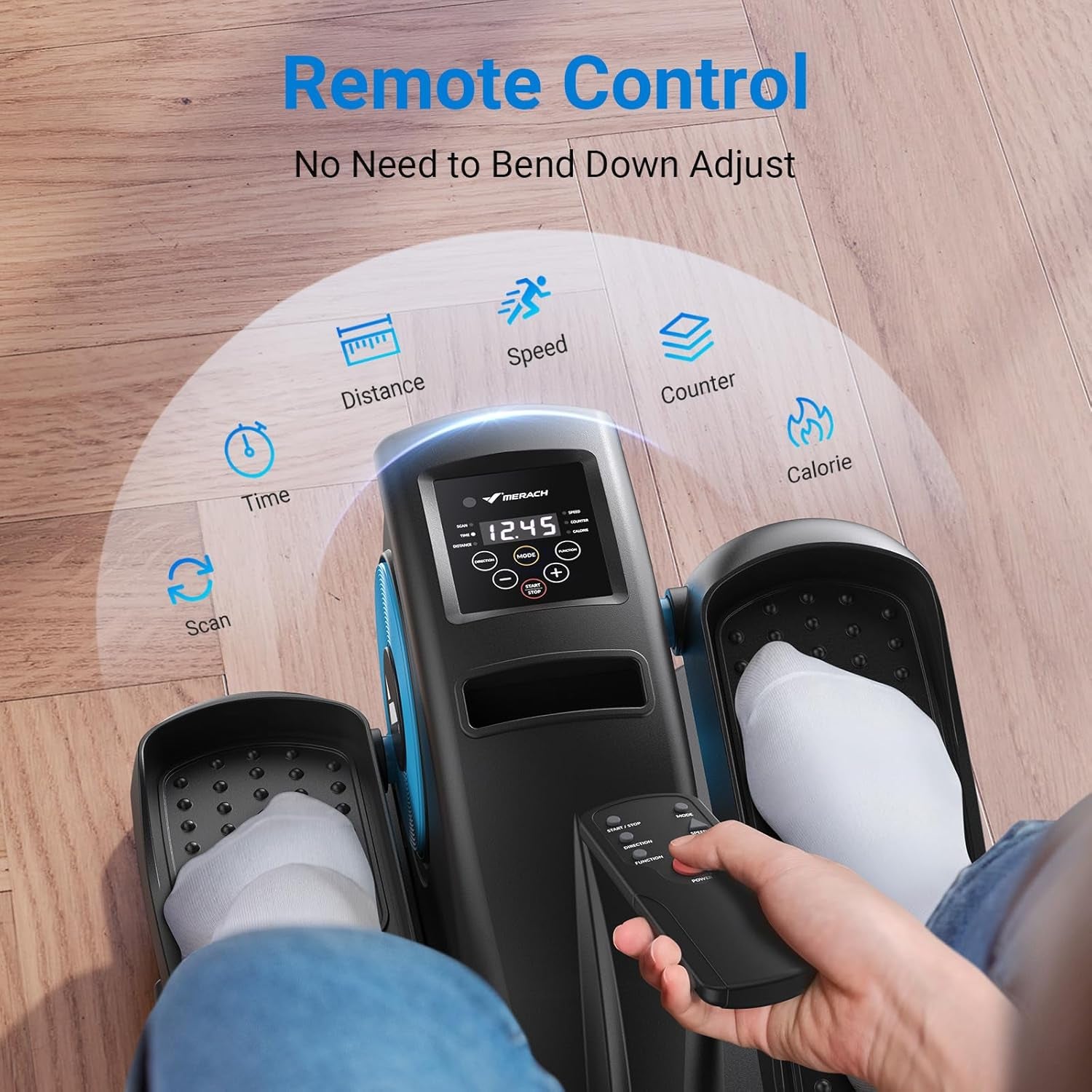 under Desk Elliptical Machine, Elliptical Leg Exerciser as Seen on TV for Seniors Adults Fully Assembled, Elliptical Exercise Machine Portable Electric Pedal with Remote Control&12 Auto Mode